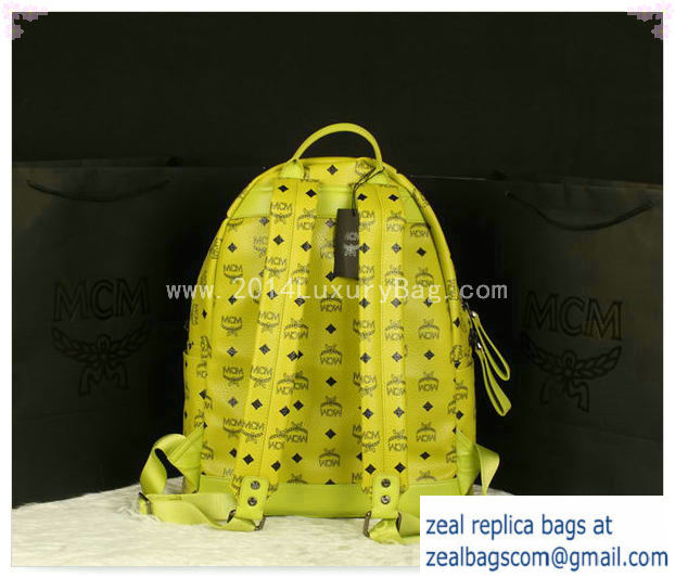 High Quality Replica MCM Stark Backpack Jumbo in Calf Leather 8100 Lemon - Click Image to Close